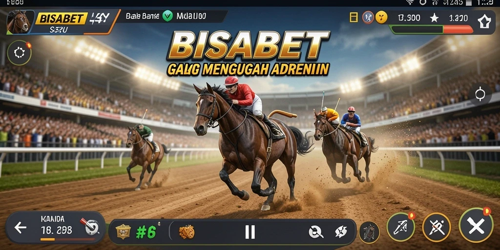 Tampilan gameplay balap menegangkan di BISABET dengan kendaraan berkecepatan tinggi.