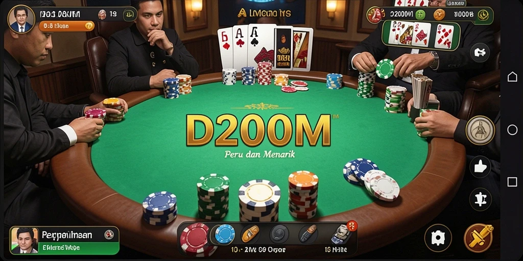 Gameplay poker yang seru di D200M dengan interaksi pemain.