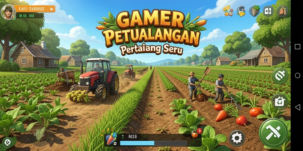 GAMERP menampilkan gameplay seru dengan pertanian dan interaksi sosial.