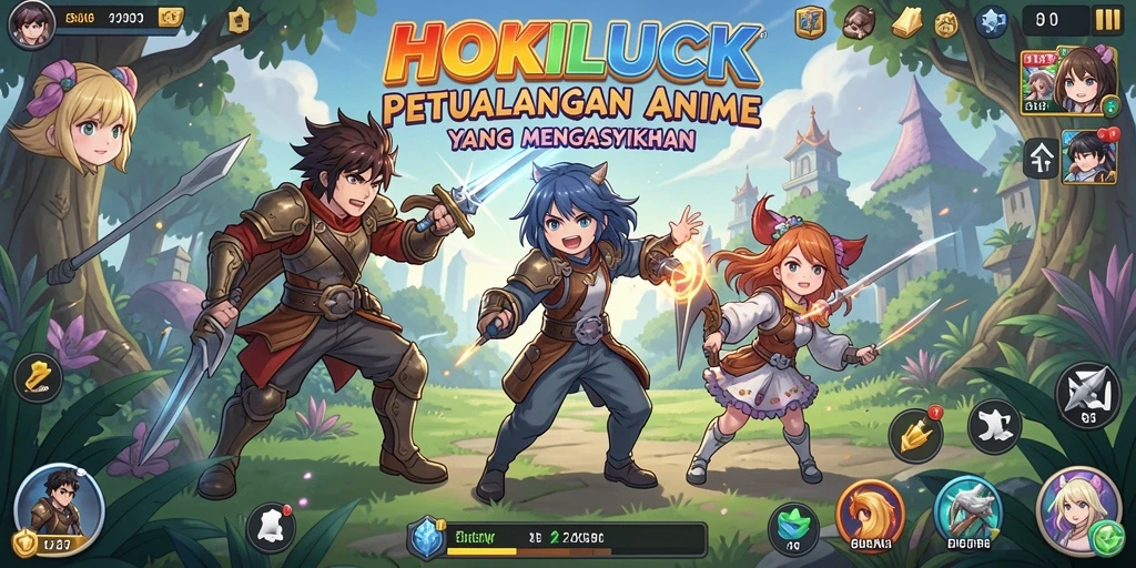 Tampilan gameplay HOKILUCK yang membawa nuansa anime.