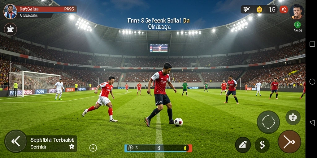 Tampilan seru gameplay sepak bola PK95 di lapangan hijau.